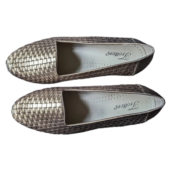 9.5W - Trotters | Liz Gold Weaved Leather Flats Shoes - Picture 3 of 5